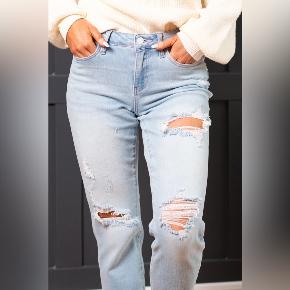 Judy blue boyfriend jeans light denim size 14 style 88333 - Picture 3 of 8